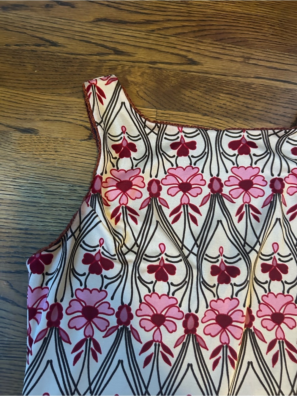 Sleeveless Pink Floral Midi Dress with Cream Base reversible - Picture 4 of 14